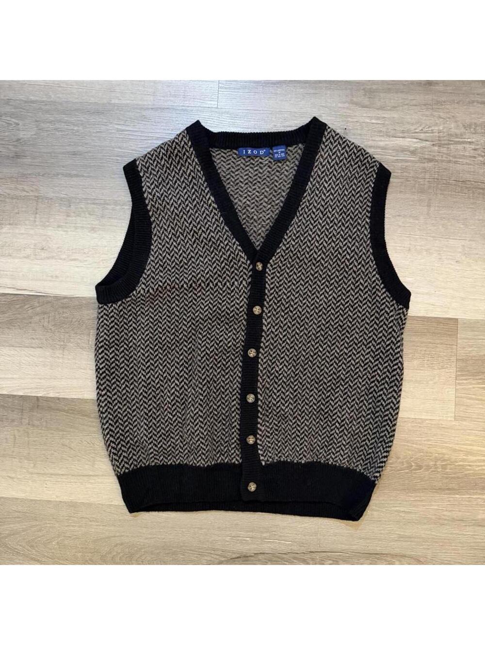 Izod Men's Black and Multi Gilet